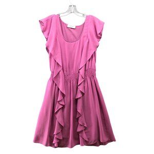 GUESS Pink Sleeveless Dress Size S Ruffle Chiffon A-Line Knee Length Flowy